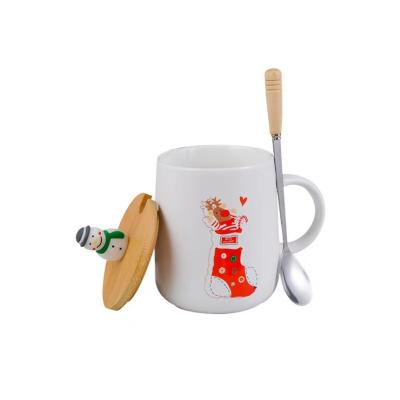 China Disposable 400ml Ceramic Coffee Mugs Christmas Gift Drinking Water Tumbler Xmas Promotion Tea Mugs With Handle for sale