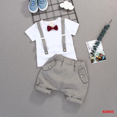 China Vintage Summer 2020 Kids Clothing Boys Short Sleeve Suit Striped Shorts Two Piece Suit for sale