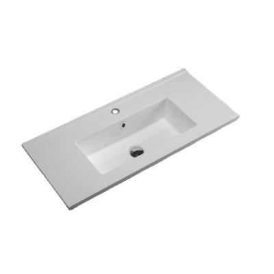 China Modern Wholesale Rectangular White Ceramic Wall Hung Wash Basin Bathroom Basin Sinks for sale