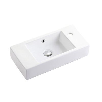 China Behind The Scenes High Quality White Square Bathroom Modern Art Ceramic Basin For Washroom Inset Basin Household Lavatory for sale