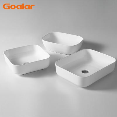 China Modern China Suppliers Home White Rectangular Countertop Wash Ceramic Wall Hung Basin for sale