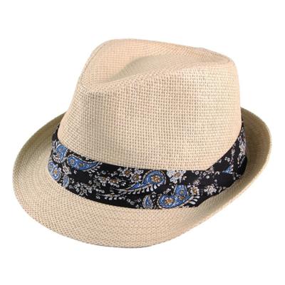 China JAKIJAYI Eco-Friendly Multi Pattern Folk Style Headed Straw Fedora Hats Men Custom Comfortable for sale