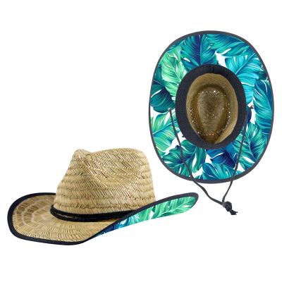 China JAKIJAYI Eco-Friendly Customize Under Printing Wholesale Straw Cowboy Hats Lifeguard Hat for sale