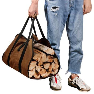 China JAKIJAYI Firewood Carrier Thicken Sturdy Outdoor Waterproof Portable Canvas Beach Firewood Carrier Firewood Carrier Bag for sale