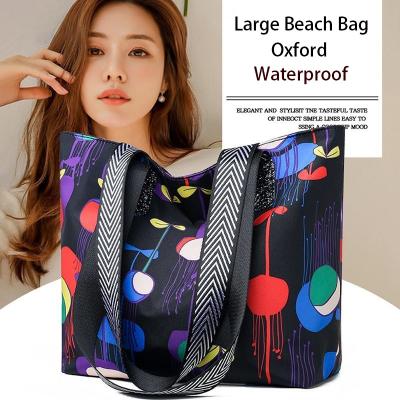 China Large Beach Waterproof Tote Bag Wholesale Stock JAKIJAYI Print Women Oxford Cotton Rope Private Label Summer Raincoats Custom Shopping for sale