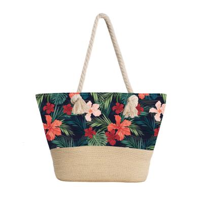 China JAKIJAYI Beach Canva Big Bag Eco-friendly Custom Printing Full Pattern Beach Bag For Women Family for sale