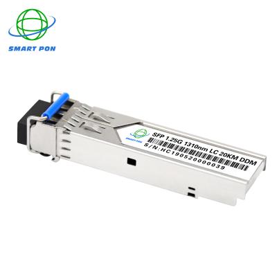 China Brand New Gigabit Ethernet / Fiber Optic Transceiver 1310nm 20KM LC DDM 1.25G SFP Module Dual Fiber Channel for sale