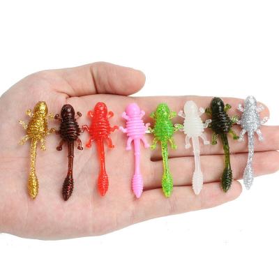 China Strip Fishing Soft Lure 50mm Small Reptile Bait Fishing Soft Bait Paddle Tail Freshwater Lures for sale