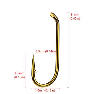 China Barbed Hook/High Strength/Super Tenacity/Sharp Hooks Tilt Fly Fishhook 8#/12#/14#/16# Gold Fly Hooks Single Hook for sale