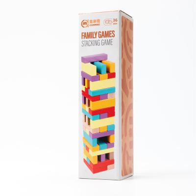 China DIY TOY COMMIKI Custom classic game printed logo colorful wooden tumbling tower building blocks sets for adults or construction TOYS for sale