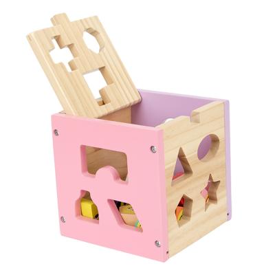 China TOY COMMIKI Thirteen Hole Shape DIY Wood Geometric Box Intelligence Wooden Shape Matching Cognitive Baby Educational Toys for sale