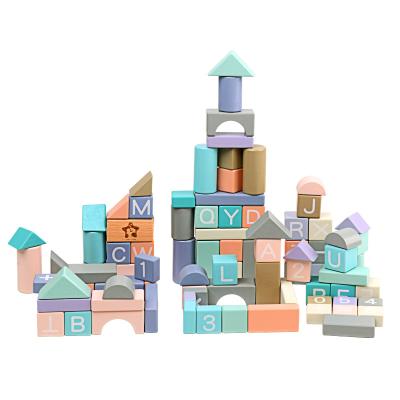 China DIY TOY Large COMMIKI 90 Beech Wood Solid Wood Building Blocks Assembling Numbers and Letters Color Toy Building Blocks for sale