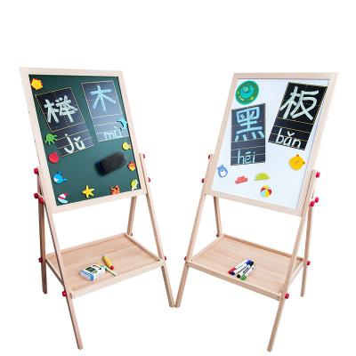 China Funny Widely Used COMMIKI Toys Double Side Writing Magnetic Whiteboard Retractable Wood Art Easel For Kids Drawing for sale