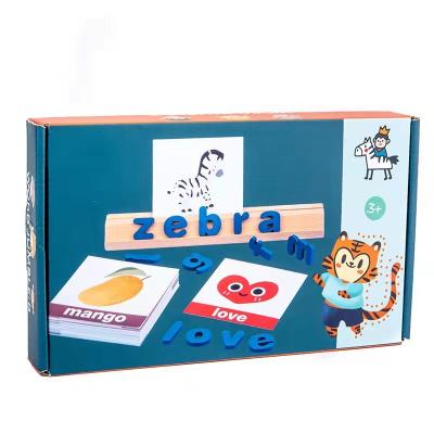 China DIY TOY COMMIKI Wooden English Alphabet Card Game Wooden Letter Spelling Game Puzzle First Educational Toy For Kids for sale