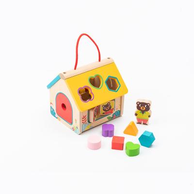 China Eco-friendly Water-base Varnishing COMMIKI Smart Wooden Block Puzzle House Shape Toy For Children for sale