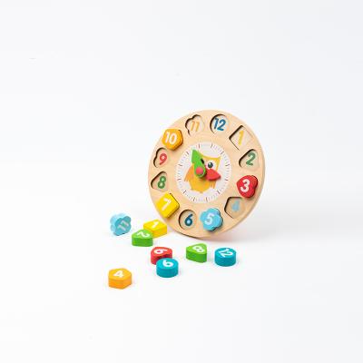 China Eco-friendly Water-base Varnishing COMMIKI Best Beech Material Time Learning Educational Mobile Clock Wooden Toys for sale