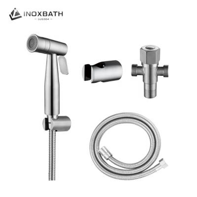 China With Needle Maker Bathroom Handheld Portable Brushed Mixer Shattaf Sprayer Nickel Plated Toilet Bidet Set for sale