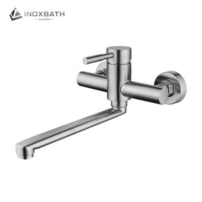 China Modern Wall Mounted Swivel Kitchen Sink Mixer Tap Long Spout Kitchen Faucet for sale