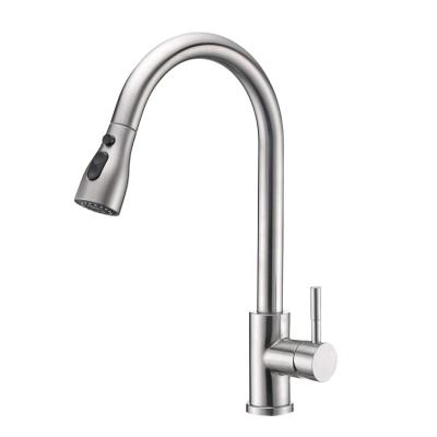 China Modern 3 Function Stainless Steel Hot And Cold Water Sink Faucets Pull Out Kitchen Faucet With Sprayer for sale