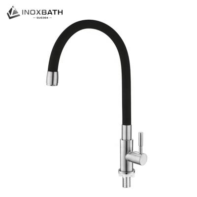 중국 Modern Silicone Tube Kitchen Faucet Water Tap Pull Down Stainless Steel Deck Mounted Cold Water Faucet 판매용