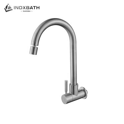 중국 SS 304 Stainless Steel Mixer Tap Modern Wall Mounted Cold Water Taps Kitchen Faucet 판매용