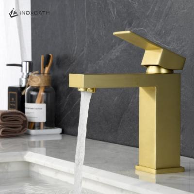 China INOXBATH Faucets Grifo Basin Stainless Steel Single Hole Basin Mixer Tap Good Quality Metered Single Tap Bathroom Faucet for sale