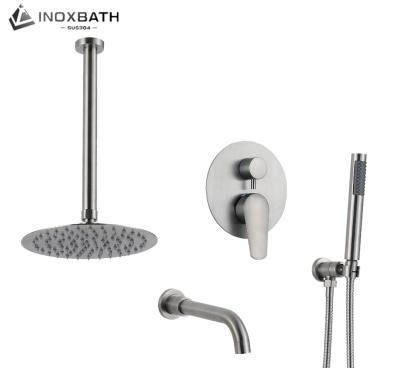 China Without Sliding Bar Rain Wall Mount Triple Function Bathtub And Concealed Bath Shower Mixer for sale