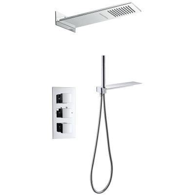 China Without Slide Bar Square Rainfall Concealed Mixer Taps Bathroom Set Thermostatic Shower Faucet for sale