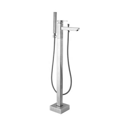 中国 Without Slide Bar Single Lever Square Floor Faucet 304 Stainless Steel Free Standing Bathtub Faucet 販売のため