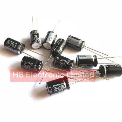 China 35V 220UF 20% 8*11.5mm General Purpose Aluminum Electrolytic Capacitor 35PX220MEFC8X11.5 2000/Bulk for sale