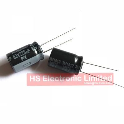 China 63V 220UF 20% 10*16mm General Purpose Aluminum Electrolytic Capacitor 63PX220MEFC10X16 for sale