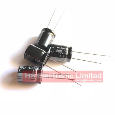 China 10UF 400V 20% General Purpose Aluminum Electrolytic Capacitor 10*12.5mm 400AX10MEFC10X12.5 1000/Bulk for sale