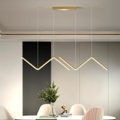 China Modern Nordic Minimalist Luxury Gold Aluminum Kitchen Bar Decor Dining Room LED Pendant Lights for sale