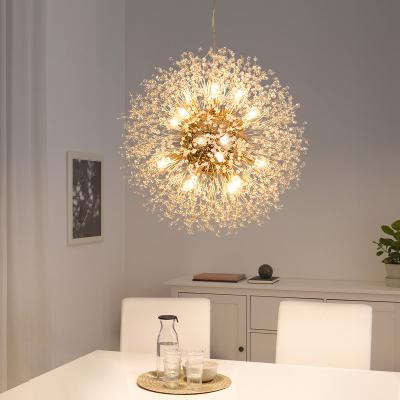 China Crystal Bulb Dandelion LED Chandeliers Modern Nordic Decorative Luxury Hanging Pendant Lights for sale