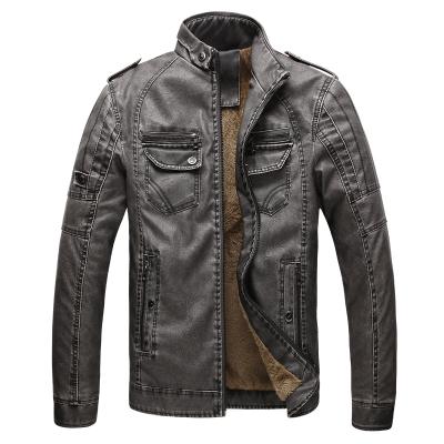 China Waterproof Waterproof Mens Leather Jacket Warm Fleece Leather Jacket Washed Leather for sale