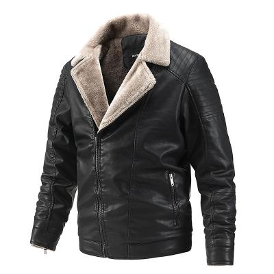 China 2021 Autumn And Winter Men&'s Casual PU Leather Jacket Breathable Fur Motorcycle Leather Jacket for sale