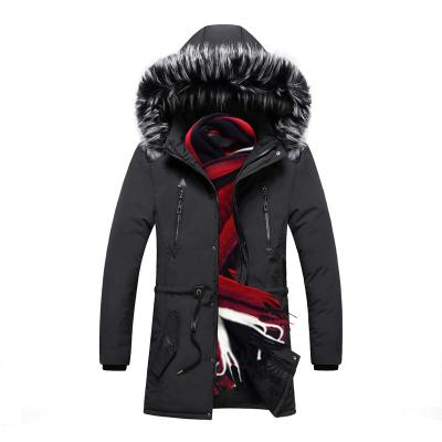 China Breathable Winter Cotton-Padded Jacket Breathable For Men With Thick Fleece Medium Length Hooded Casual Warm Jacket And Down Coat for sale