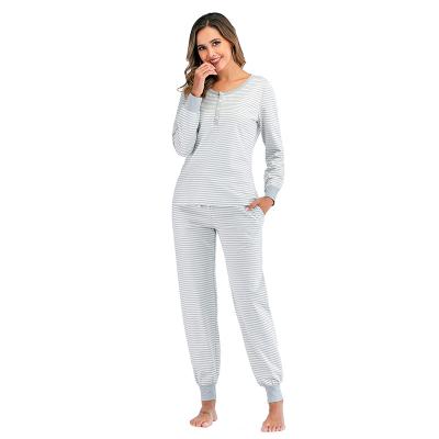 China New Women's Breathable Breathable Home Use Ladies Cotton Spring and Autumn Pajamas Long Sleeve Pajamas Set for sale