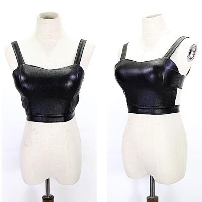 China Breathable Breathable Custom Short Leather Top Invest Colorful Women Casual Leather Crop Top for sale