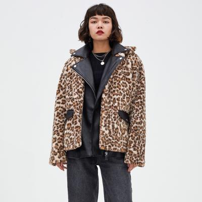 China High Quality Anti-Shrink Winter Overcoat Women's Soft Faux Fur Coat Leopard Fur Coat Outwear for sale