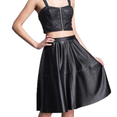 China Newest Excellent Breathable Stylish Leather Skirts For Women Slim Fit Leather Skirts for sale