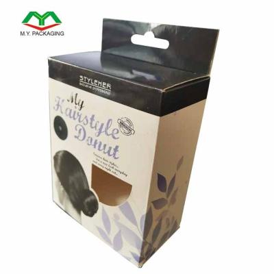 China Recyclable Custom Printed Packaging Box For Hair Donut With Window for sale