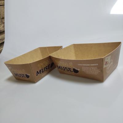 China Disposable Custom Food Grade Kraft Paper Waffle Cake Packaging Box Fries Container for sale