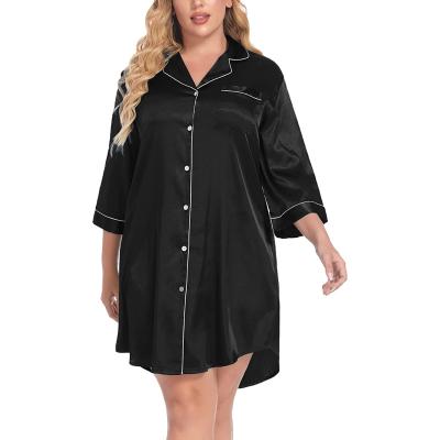 China Plus Size QUICK DRY Women's Button Down Silk Satin Nightgown Sleepwear Sleepwear Robes For Woman for sale