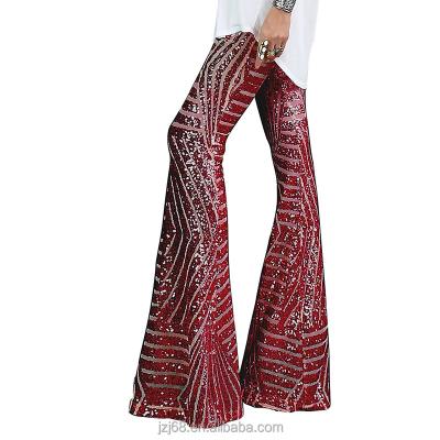 China Breathable Red Sequin High Waist Long Leg Gaiters Loose Wide Leg Pants For Women for sale