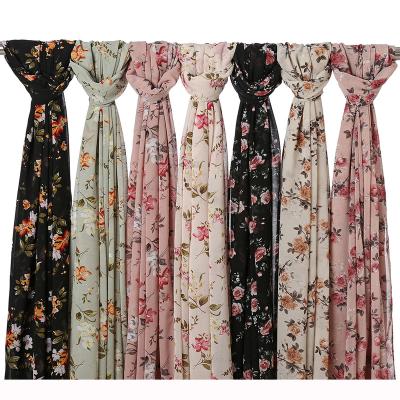 China Fashion New Arrival Malaysia Women Muslim Turban Large Size Shawl Printed Floral Chiffon Hijab Scarf for sale