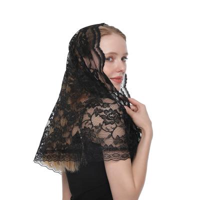 China Muslim Fashion Wedding Accessories Prayer Headscarf Lace Cotton Hijab Scarf for sale