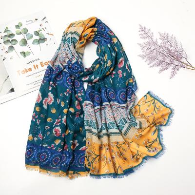 China Fashion hot selling women muslim hijab printed cotton floral headband shawl tacky scarf for sale