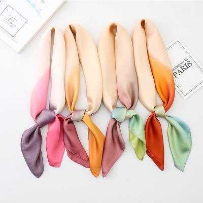 China 70*70cm Fashion Women Summer Head Neck Hair Tie Band Shade Square Silk Satin Scarf for sale