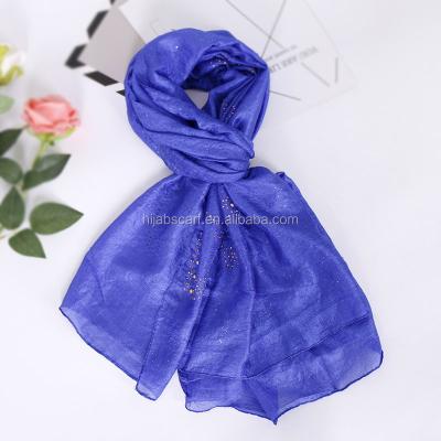 China Fashion Muslim Summer Simple Color Headband Pearl Diamond Shimmer Hijab Canvas Scarf for sale